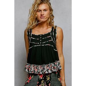 "Jersey" Square Neck Tank Top Blouse Black